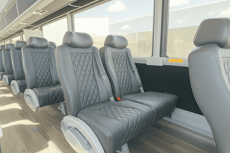 interior of Bus Rental Company Arlington charter bus